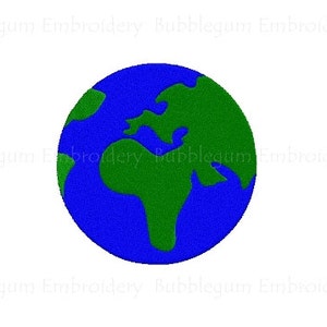 Globe Embroidery Design Instant Download