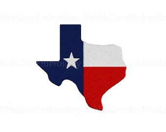 Texas State Shaped Flag Embroidery Design Instant Download