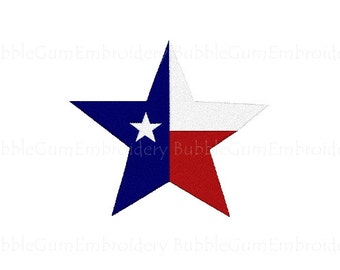 Texas Flag Star Embroidery Design Instant Download