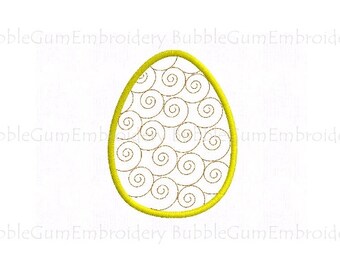 Swirly Egg Applique Embroidery Design Instant Download