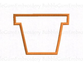 Flower Pot Applique Embroidery Design Instant Download