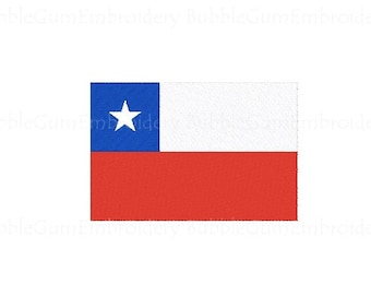 Chile Flag Embroidery Design Instant Download