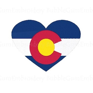 Colorado Flag Heart Embroidery Design Instant Download
