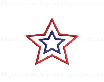 Double Star Applique Embroidery Design Instant Download