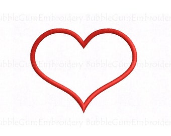Curvy Heart Applique Embroidery Design Instant Download 17 Sizes
