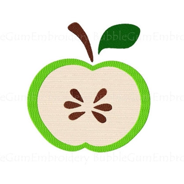 Green Apple Embroidery Design Instant Download