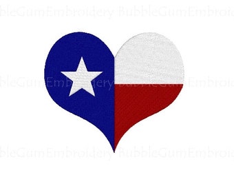 Texas Flag Heart Embroidery Design Instant Download