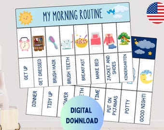 Tabla de rutinas para niños: lista de verificación matutina y vespertina (PDF imprimible)