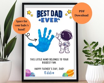 Arte con huella de mano para el Día del Padre: regalo de recuerdo personalizado (descarga digital)