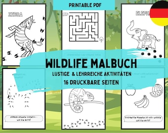 Malbuch Tiere Kinder – Lernspaß & Ausmalbilder Dschungel Tiere zum Ausdrucken (PDF)