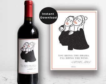 Etiqueta de vino "Amigo Divertido" / Regalo editable (Descarga digital)