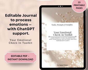 Diario de autocuidado / Registro emocional, sugerencias de ChatGPT (PDF editable)