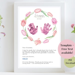 Muttertagsgeschenk Vorlage - Brief an Oma - Printable Baby Handabdruck | Bearbeitbare A4-Vorlage