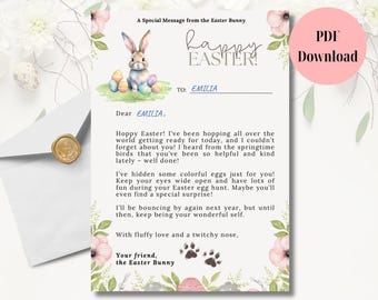 Carta personalizada para conejito de Pascua: plantilla imprimible A5 (PDF)