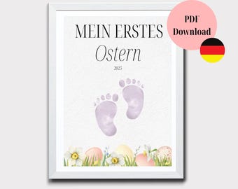 Arte de la primera huella de Pascua del bebé: regalo de recuerdo (PDF A4)