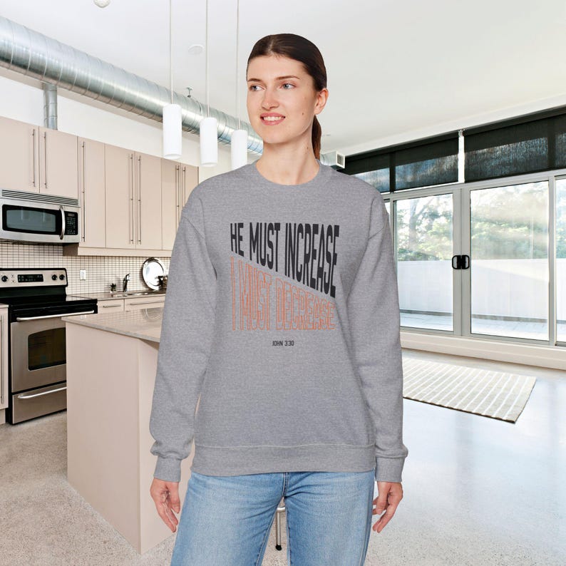 He Must Increase I Must Decrease Shirt or Sweatshirt | John 3 30 Bible Verse Crewneck, Minimalist Christian Streetwear Tee, Theology Gift image 10