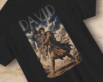David und Goliath Shirt oder Sweatshirt | 1 Samu 17 Bibel-Vers-Grafik-Crewneck, christliches Streetwear-T-Stück, Glaube-Sieg Geschenk für Männer Frauen