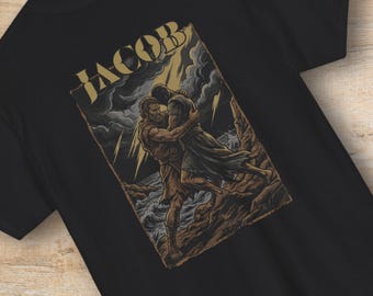 Jacob Wrestling Angel Shirt or Sweatshirt | Genesis Bible Verse Graphic Crewneck, Christian Streetwear Tee, Faith Blessing Gift Men Women
