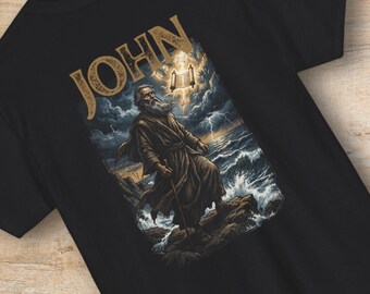 Apostle John Revelation Shirt or Sweatshirt | Revelation Bible Verse Graphic Crewneck, Christian Streetwear Tee, Prophetic Theology Gift Men