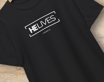 He Lives Shirt, Sweatshirt, or Hoodie | He Is Risen Graphic Hooded Sweater, Christian Streetwear Tee, Resurrection Faith Easter Gift