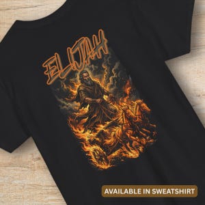 Camiseta o sudadera con estampado de los carros de fuego del profeta Elías / Sudadera con cuello redondo y versículo bíblico, camiseta de estilo urbano cristiano, regalo teológico para hombre