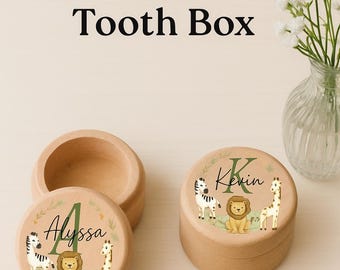 Personalized Wooden Baby Tooth Keepsake Box: Engraved Beech Wood, Tooth Fairy Gift.