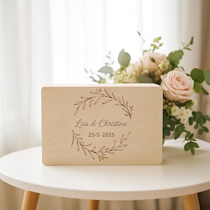 Keepsake box,Personalised Wedding Keepsake Box with Names & Date – Custom Wooden Gift for Couple, Bridal Party or Anniversary Memory Box.