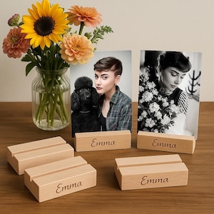10 Personalisierte Fotohalter mit Gravur, Hochzeit Tischkarten, Wohnkultur, Postkarte oder Visitenkartenständer, Kreative Party Display, Geschenkhalter