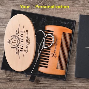 Personalized Wooden Beard Brush – Custom Grooming Gift for Husband, Groomsmen, Groom – Father&#39;s Day , birthday gift,personalized gift.