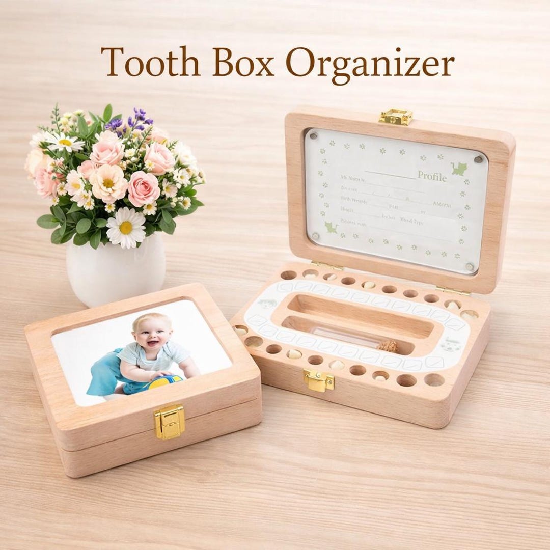 Personalized Wooden Baby Memory Box With Photo Frame , Fetal Hair ...