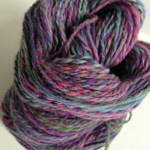 Handspun Yarn -- &quot;Pansies&quot; -- 100% Portuguese merino -- 186 yards worsted weight
