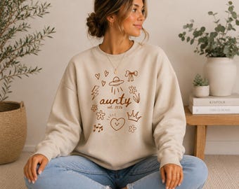 Auntie Sweatshirt Est 2026, New Aunt Gift, Aunt to Be Sweatshirt, Pregnancy Announcement Gift, Cute Auntie Crewneck, Gift for Aunt