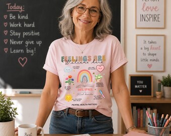 Teacher Mental Health Shirt, Feelings Are Welcome Here T-Shirt, Safe Space Teacher Tee, School Counselor Shirt, Teacher Gift