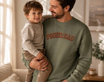 Proud Dad Embroidered Sweatshirt, Dad Gift, Father Embroidered Crewneck, Minimalist Dad Sweater, Father's Day Gift, Gift for Dad