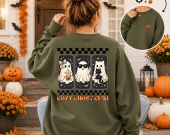 Cozy Ghost Club Sweatshirt, Cute Sweatshirt, Halloween Crewneck, Spooky Season Sweatshirt, Ghost Lover Gift, Fall Sweatshirt, Pumpkin Patch