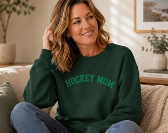 Hockey Mom Embroidered Sweatshirt, Hockey Mom Crewneck, Embroidered Mom Sweater, Ice Hockey Mom Gift, Sports Mom Sweatshirt