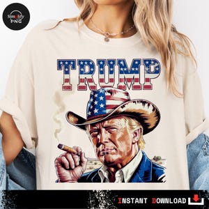 American Cowboy Trump PNG, American flag design, 4th of July, Retro American, President Trump Png, Independence Day Digital Download