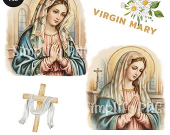 Ensemble PNG Notre-Dame de Guadalupe : clipart Vierge Marie (téléchargement numérique)