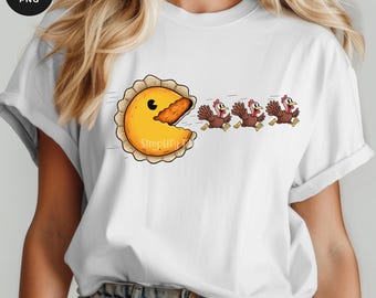 Funny Pumpkin Pie Chasing Turkeys PNG: Thanksgiving Design (Digital Download)
