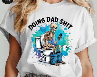 Esqueleto de papá divertido PNG: Diseño retro del Día del Padre (Descarga digital)
