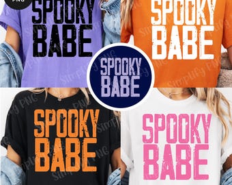 Spooky Babe Halloween PNG Bundle: Retro Distressed Design (Digital Download