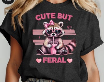 Cute But Feral PNG Bundle: Funny Raccoon With Bow (Digital Download)