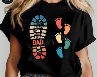 Happy Father's Day Footprints PNG Bundle: Dad & Kids (Digital Download)