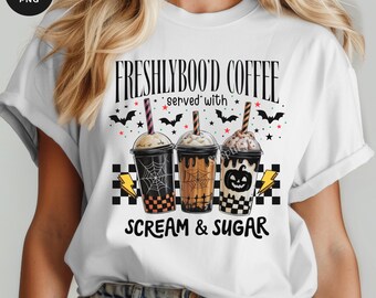 Spooky Coffee Halloween PNG Bundle: Retro Design (Digital Download)