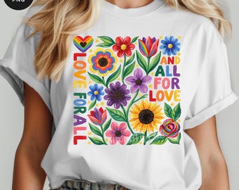 Todo por amor Orgullo Floral PNG — Flores Arcoíris (Descarga digital)