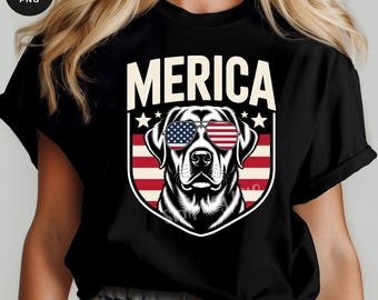 Gafas de sol para perros con el lema "Merica" en formato PNG — Imágenes prediseñadas de perros patrióticos de EE. UU. para el 4 de julio (descarga digital)
