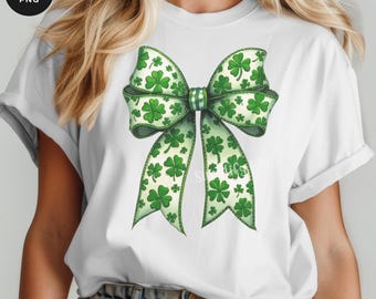 Lazo de trébol coqueto PNG: Clipart del Día de San Patricio (Descarga digital)