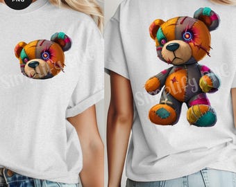 Tattered Teddy Bear PNG: Sublimation Design for Urban Streetwear (Digital Download