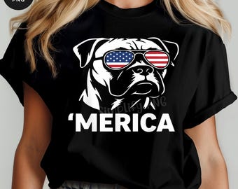 Imagen PNG de perro con gafas de sol patrióticas de EE. UU. para el 4 de julio (descarga digital)