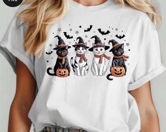Retro Halloween-kat PNG: griezelig spook zwarte kat ontwerp (digitale download)